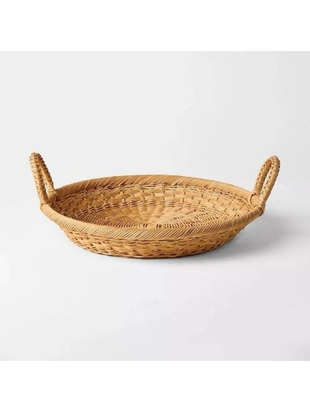 Threshold Studio McGee NWT Round Basket 18” Handwoven Tray Dual Handles